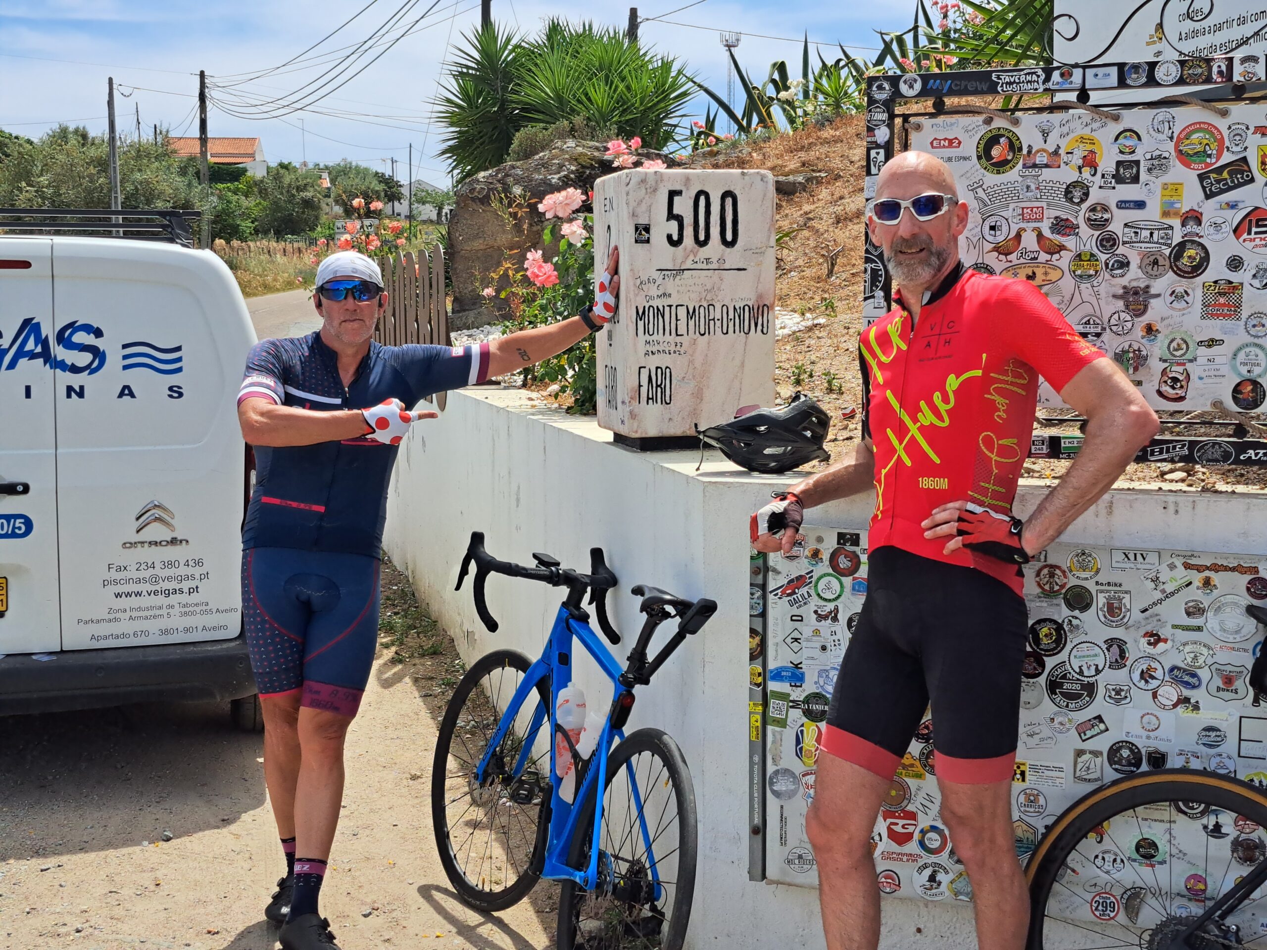 A relaxed café stop during a Portuguese cycling ride